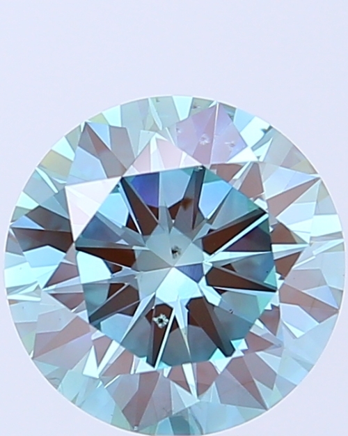 Round 3.05ct Fancy Vivid Bluish Green SI1
