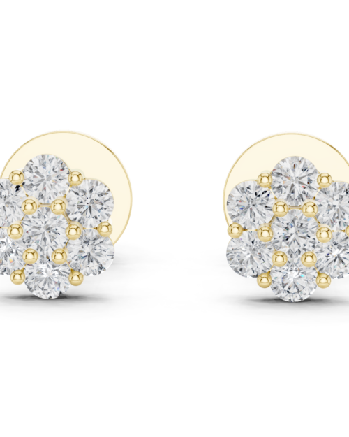 Floral Cluster Diamond Stud Earrings Design
