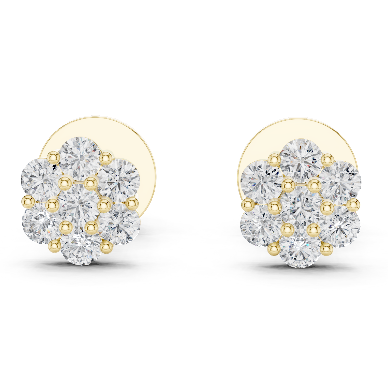 Floral Cluster Diamond Stud Earrings Design