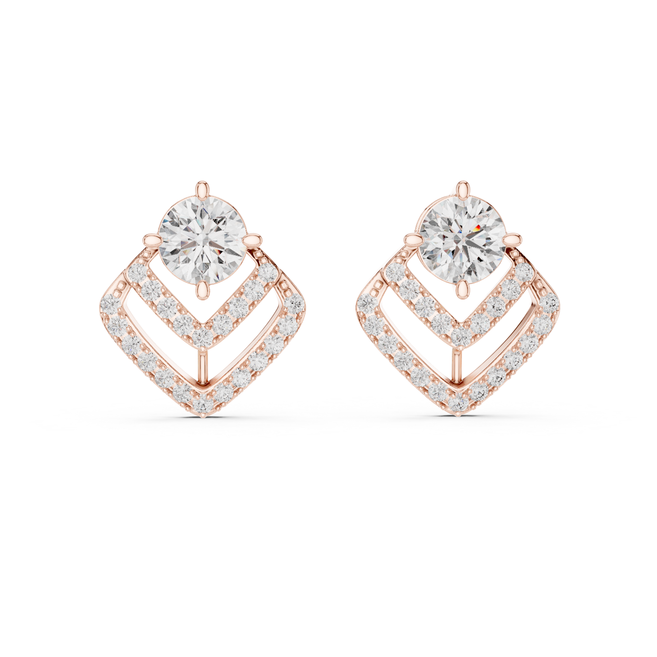 Radiant Chevron Stud Earrings Design