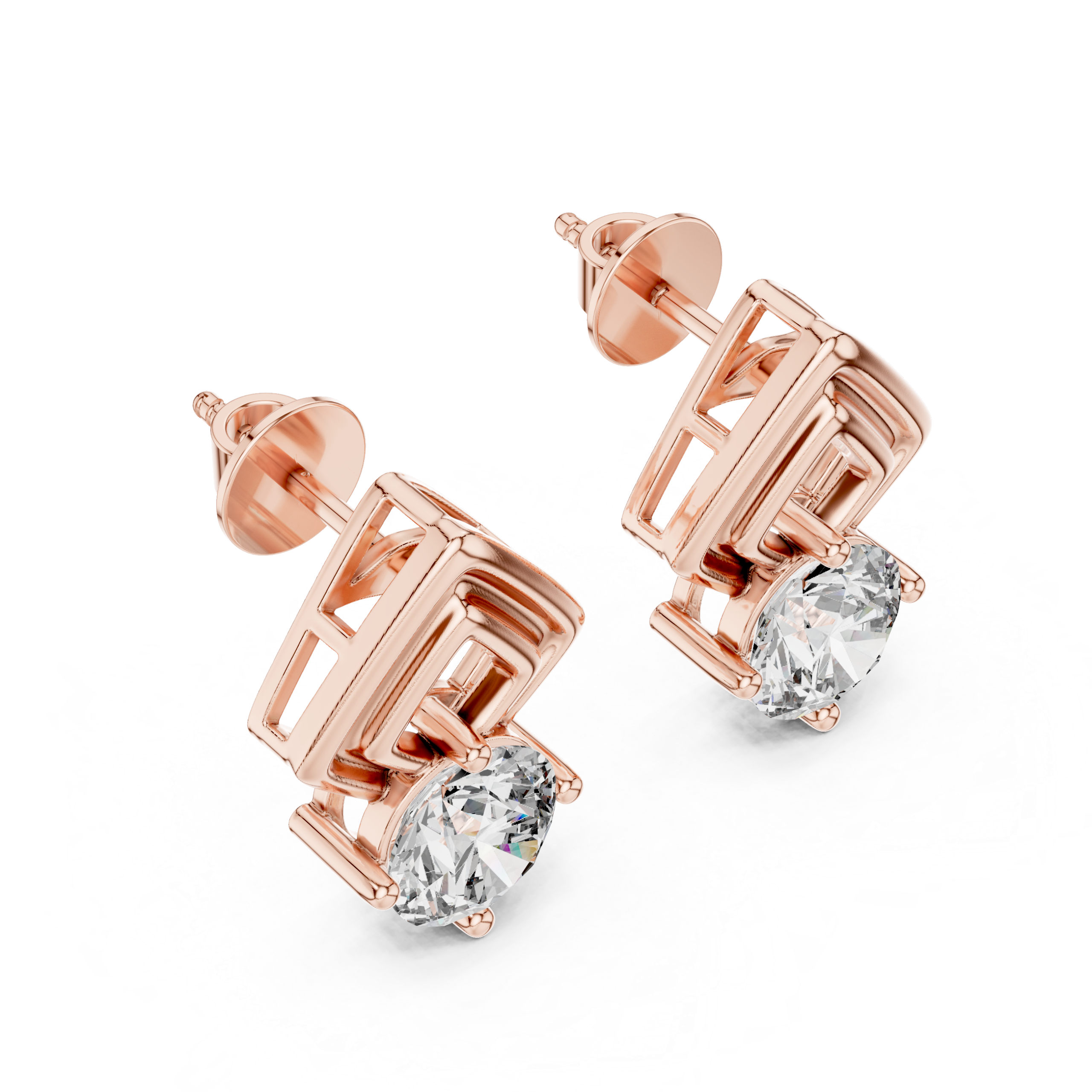 Golden Prism Stud Earrings Design - Image 4