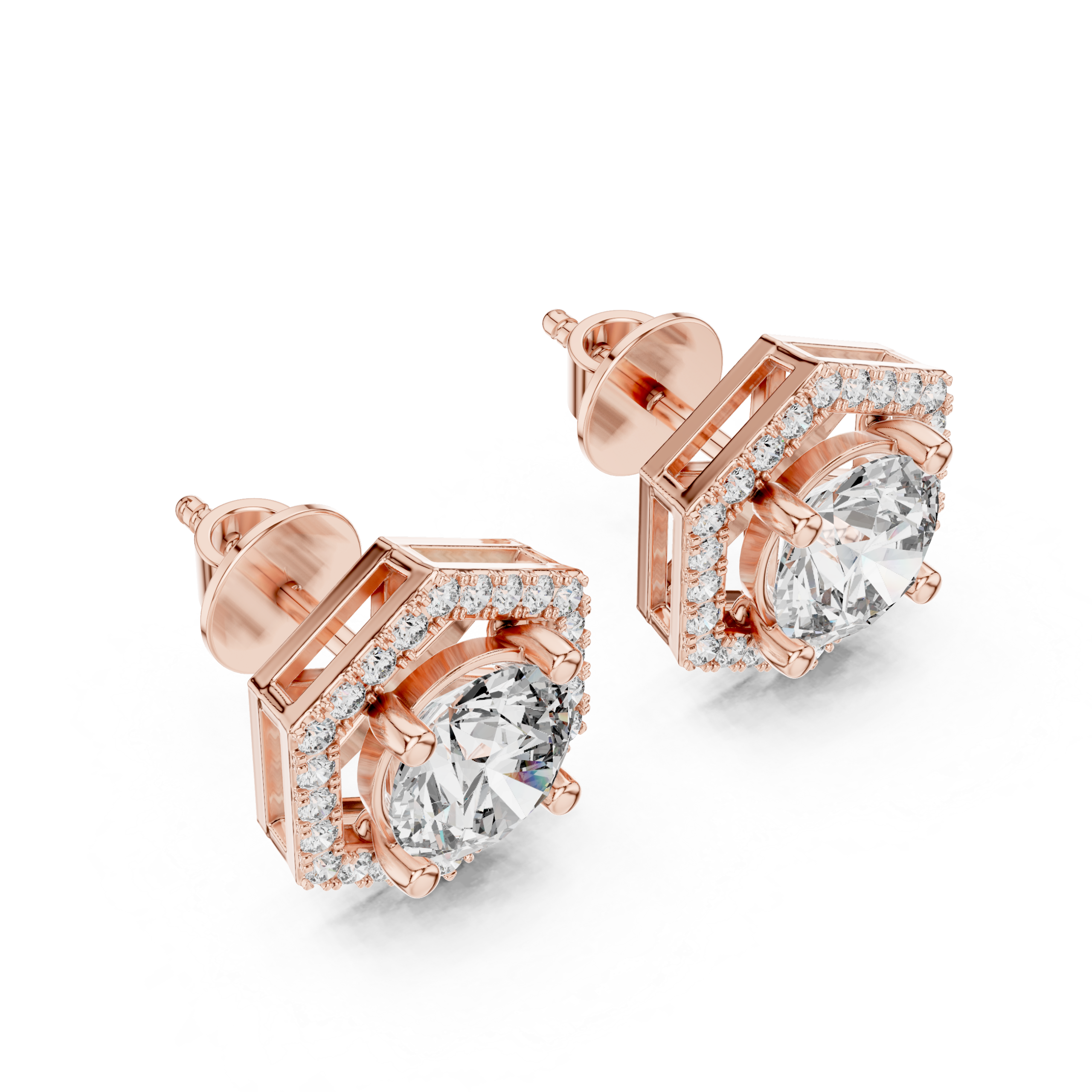 Hexa Halo Stud Earrings Design - Image 2