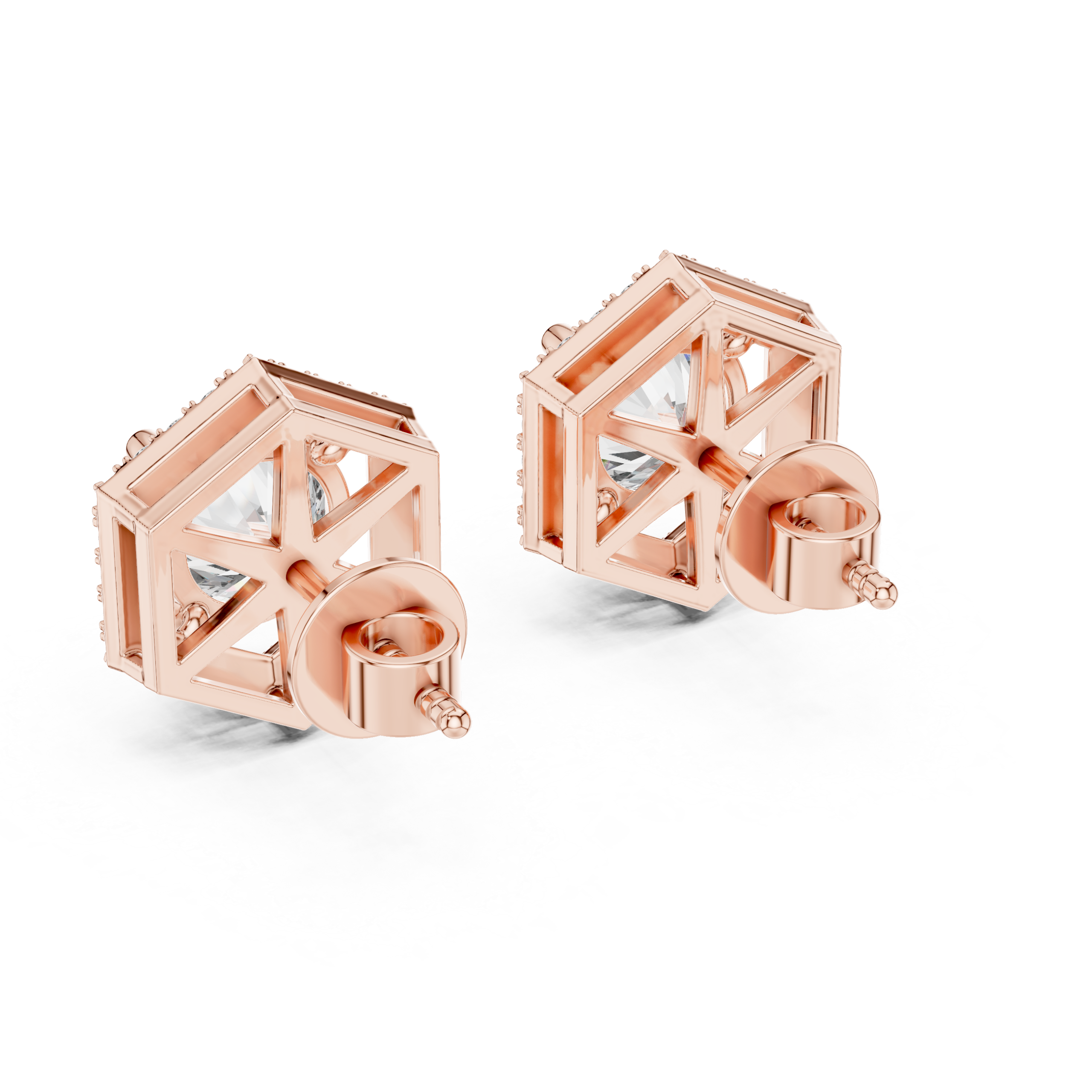 Hexa Halo Stud Earrings Design - Image 3