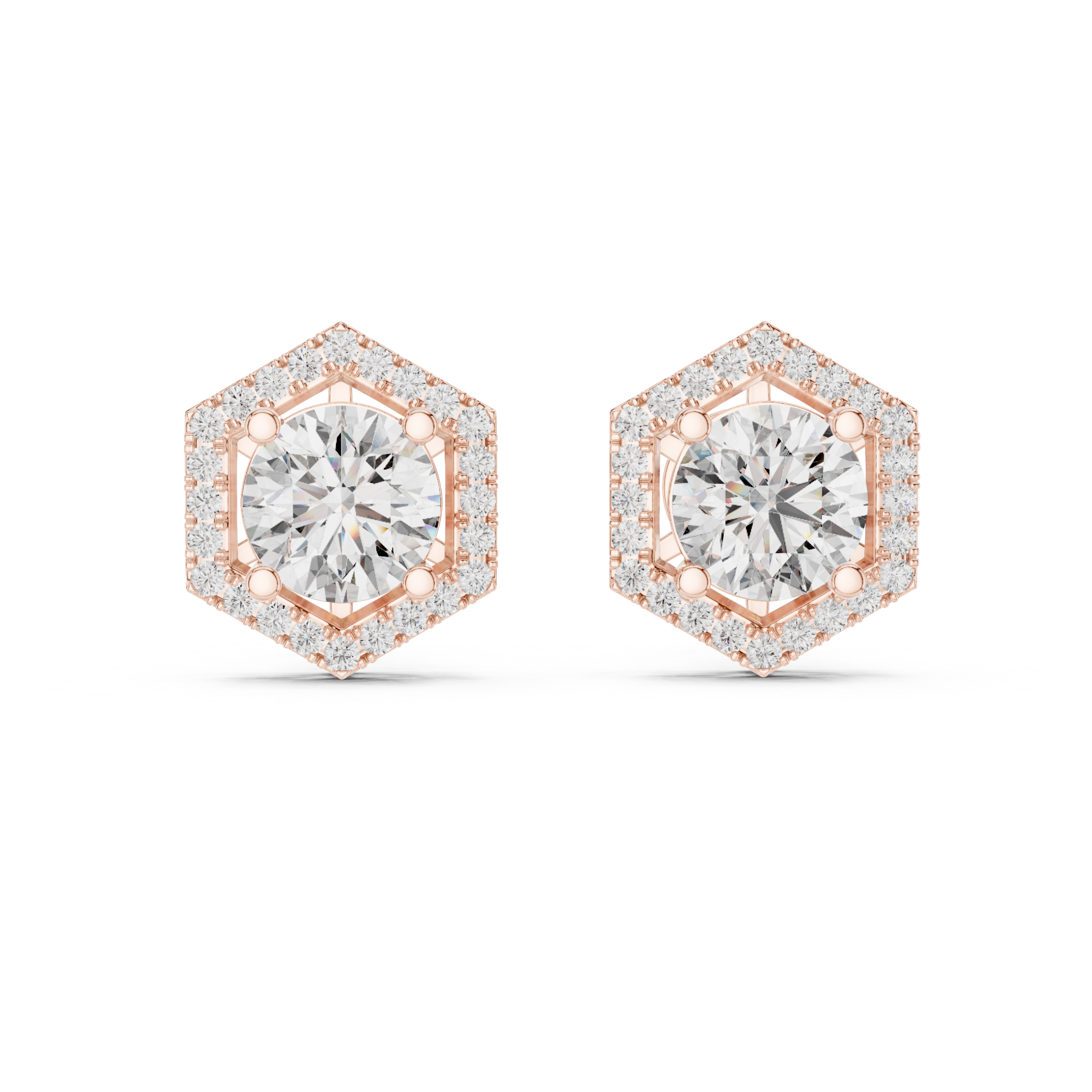 Hexa Halo Stud Earrings Design