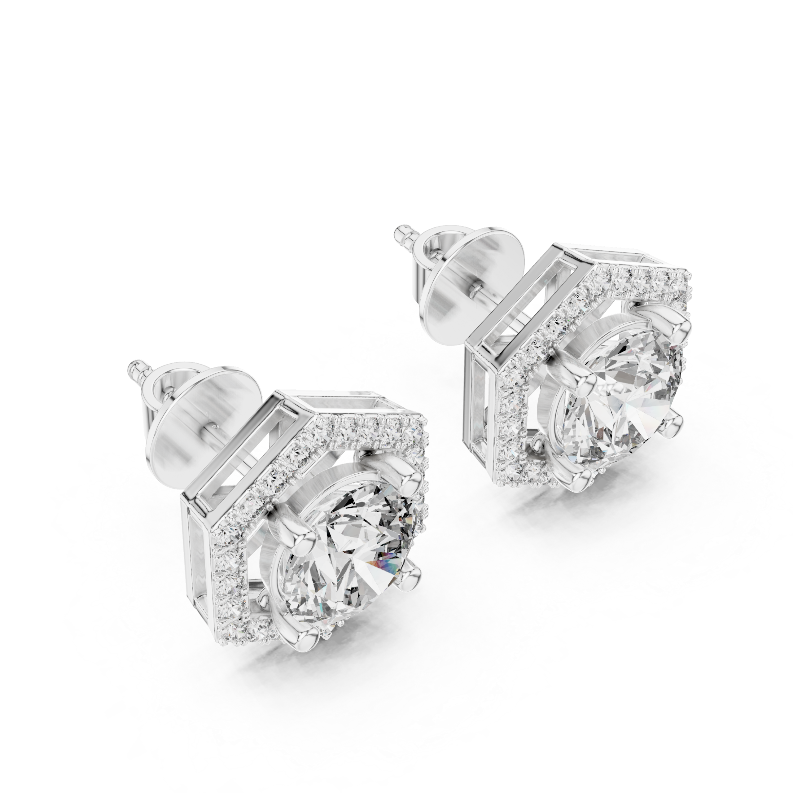 Hexa Halo Stud Earrings Design - Image 4