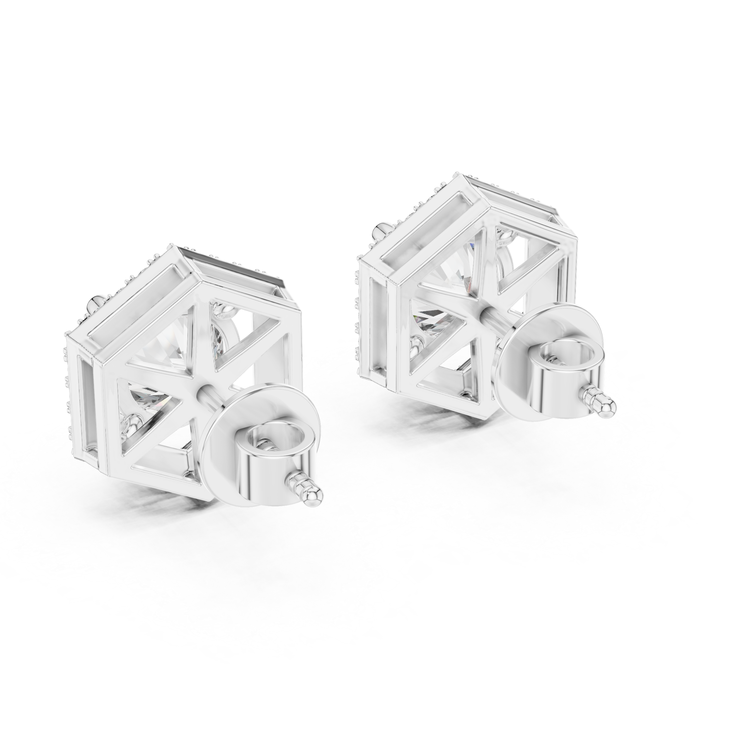 Hexa Halo Stud Earrings Design - Image 5