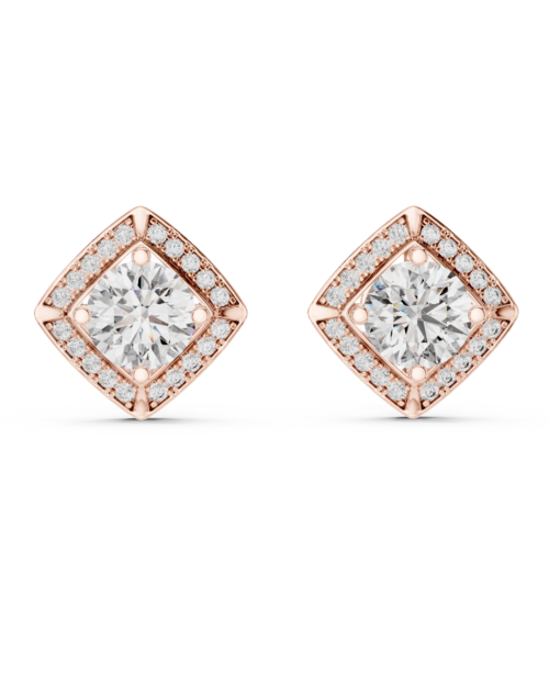 Royal Cushion Halo Stud Earrings Design