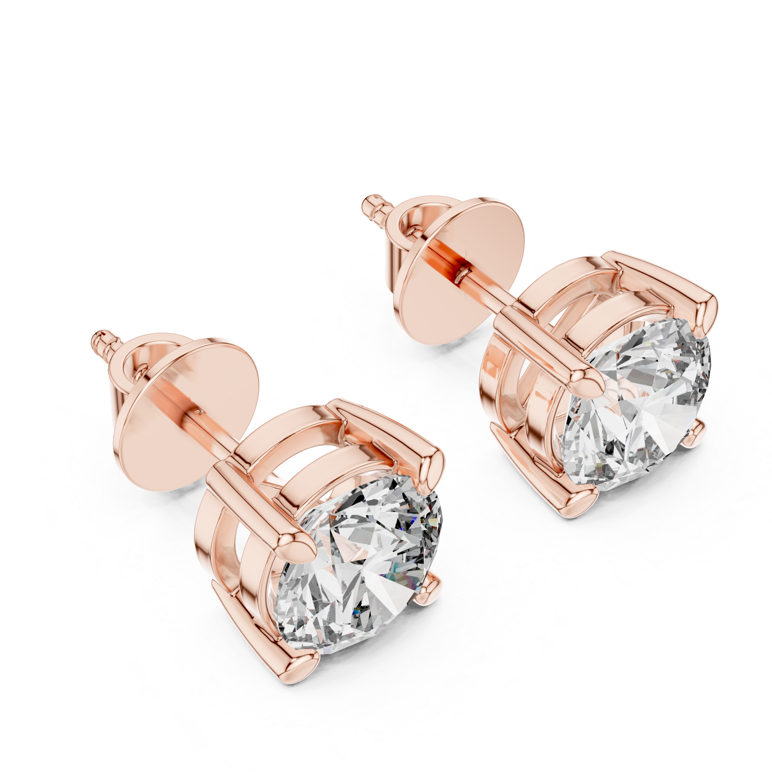 Classic Solitaire Diamond Stud Earrings Design - Image 2
