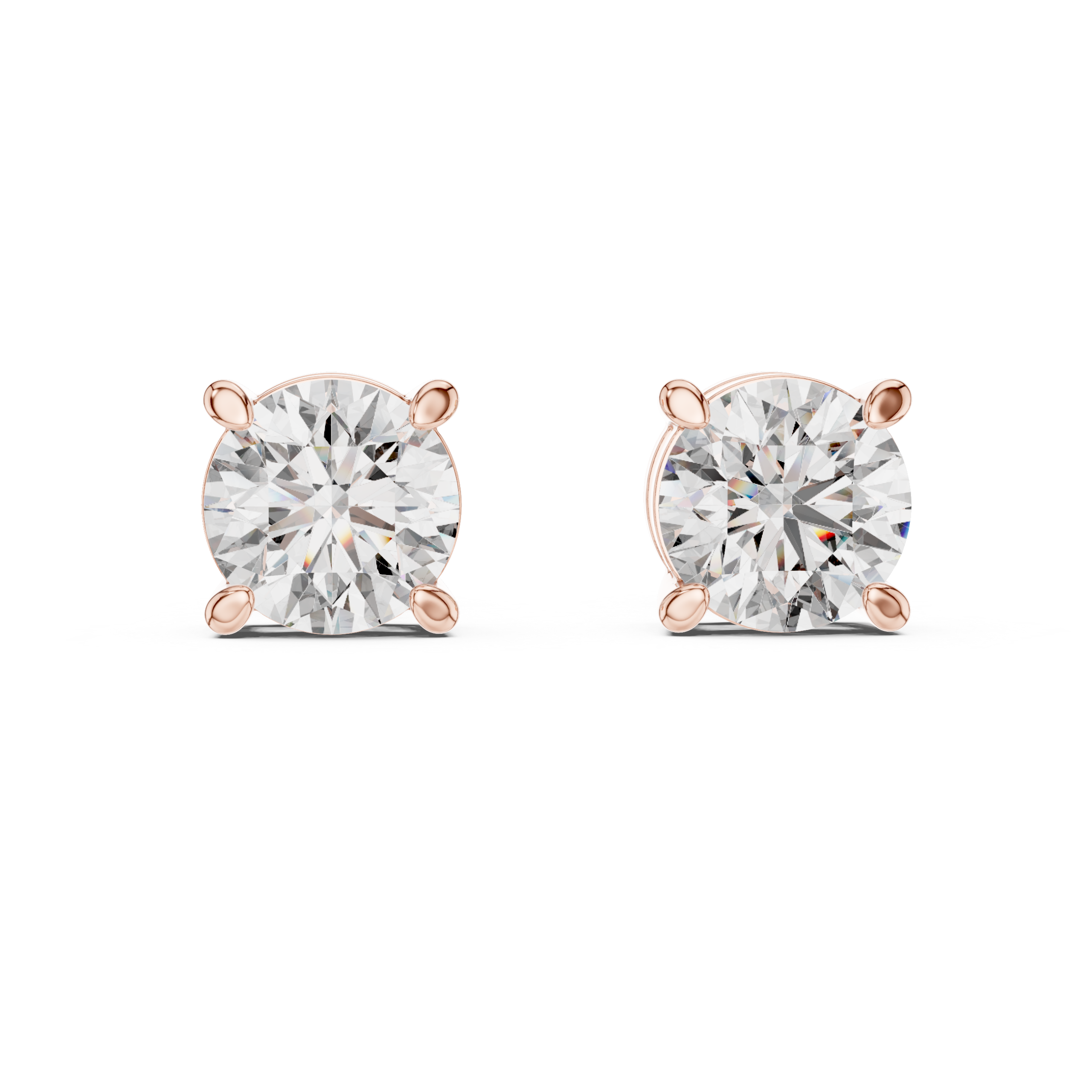 Classic Solitaire Diamond Stud Earrings Design - Image 4