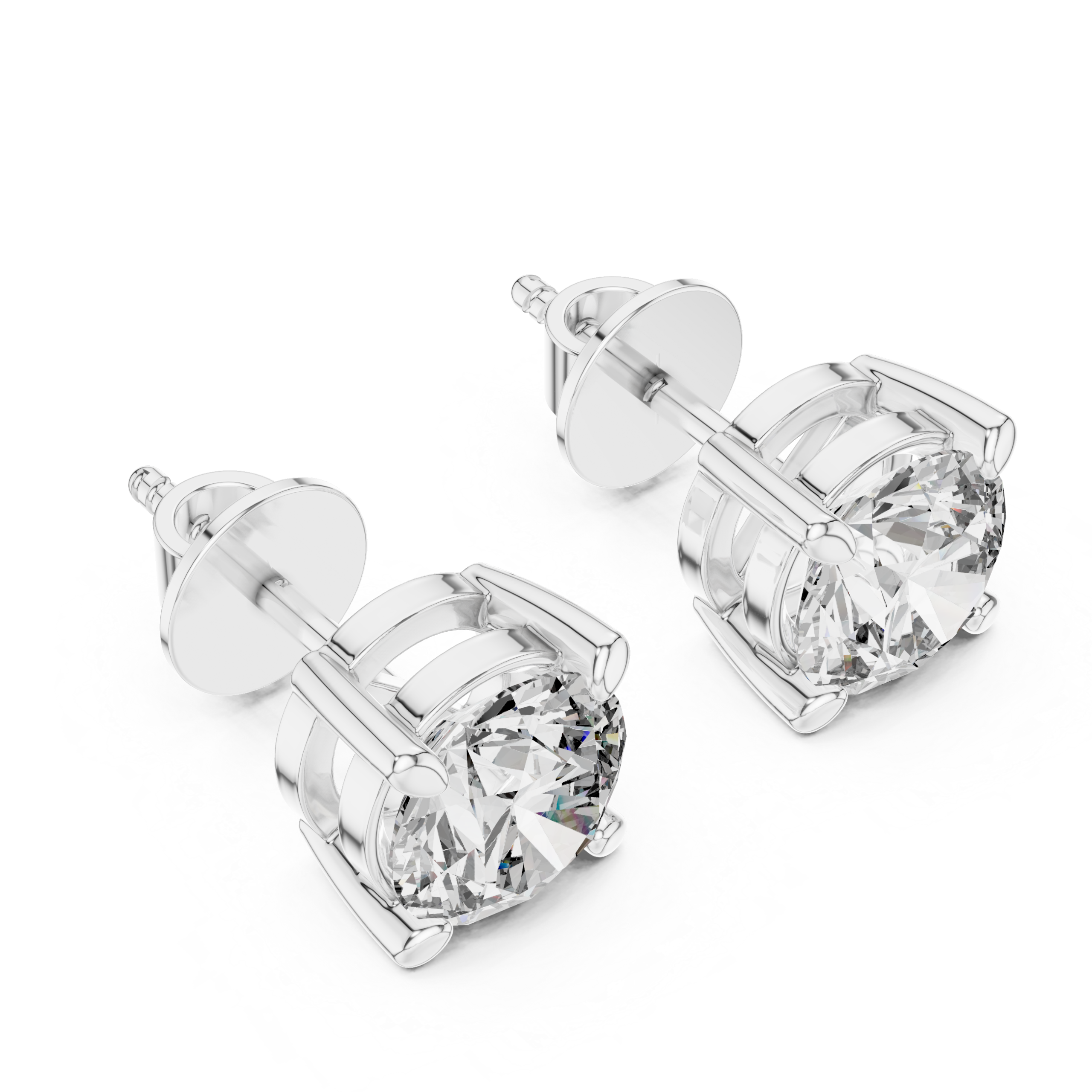 Classic Solitaire Diamond Stud Earrings Design - Image 5