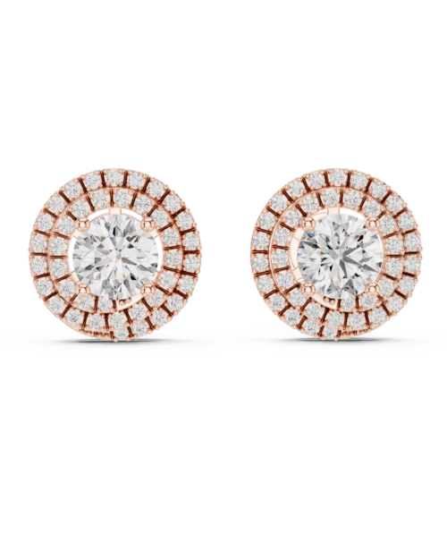 Radiant Sunburst Halo Stud Earrings Design