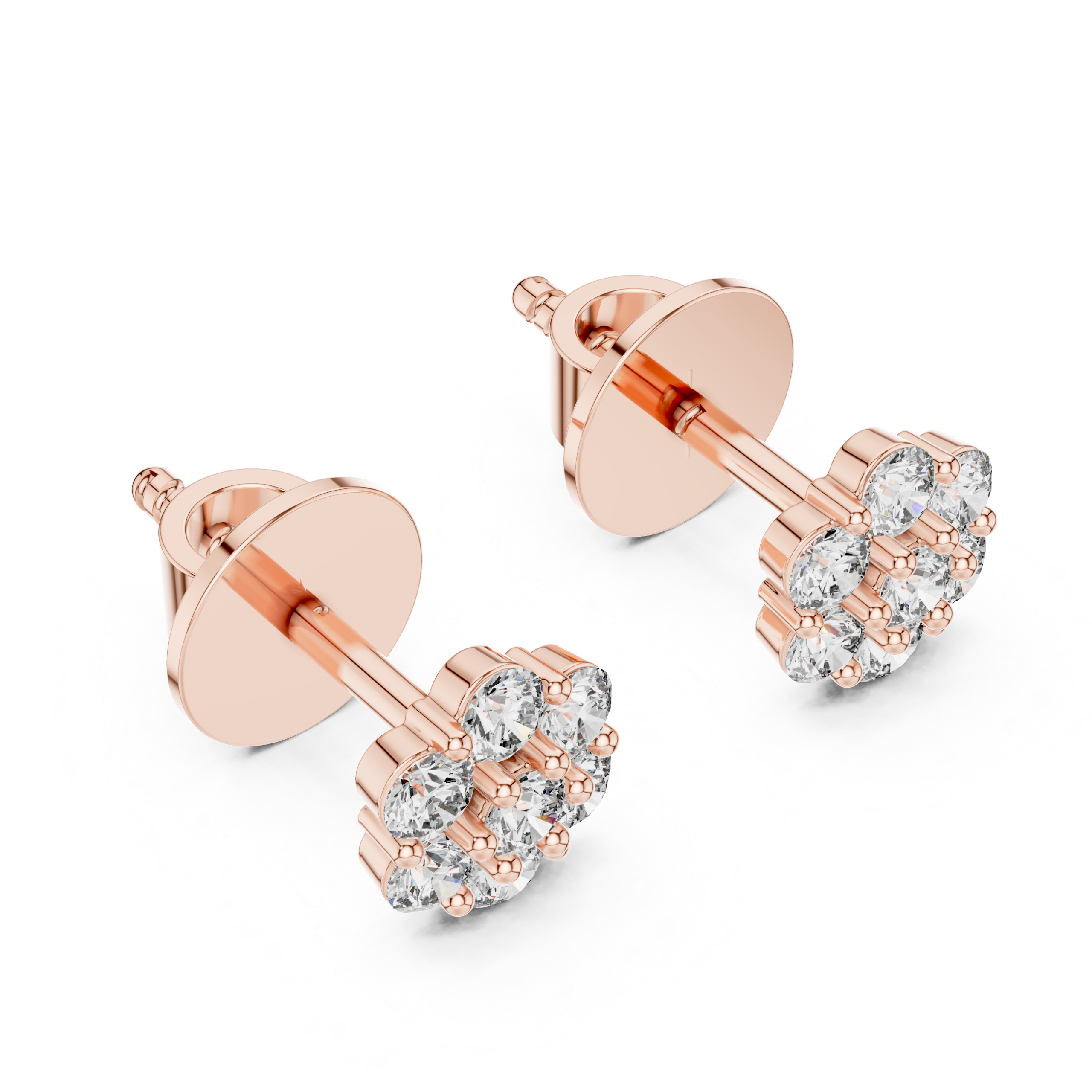 Floral Cluster Diamond Stud Earrings Design - Image 4
