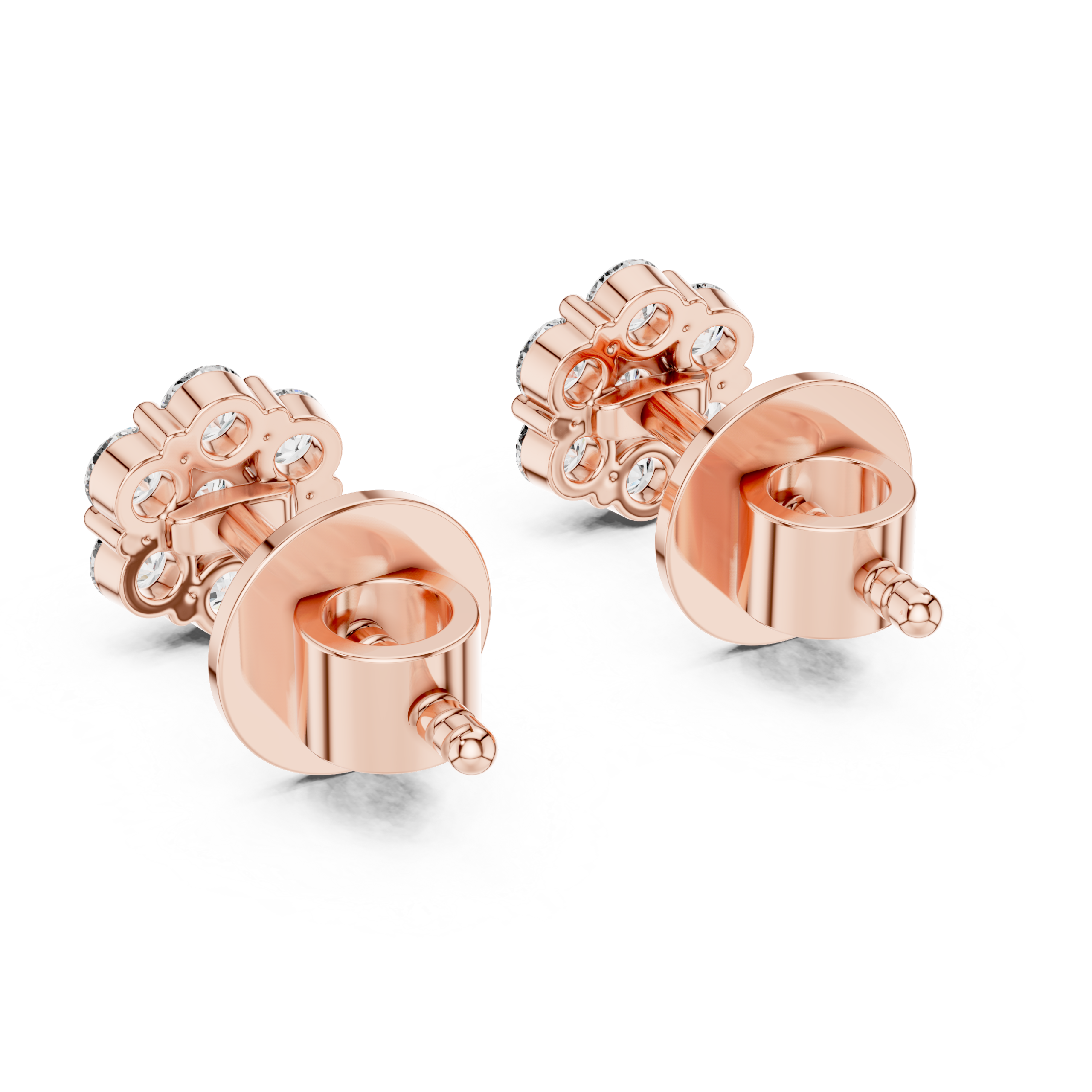 Floral Cluster Diamond Stud Earrings Design - Image 2