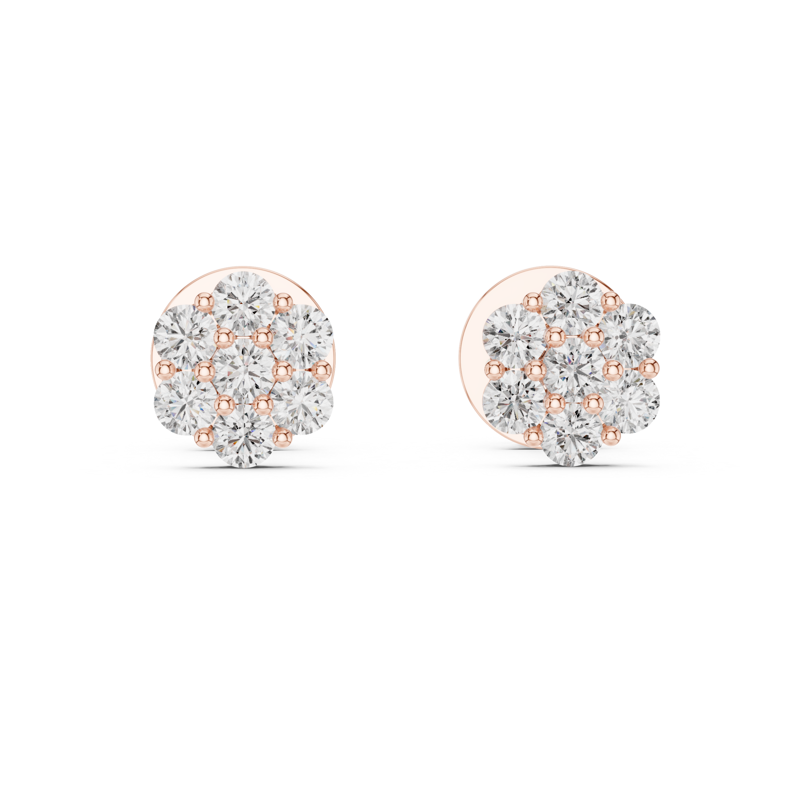 Floral Cluster Diamond Stud Earrings Design - Image 3