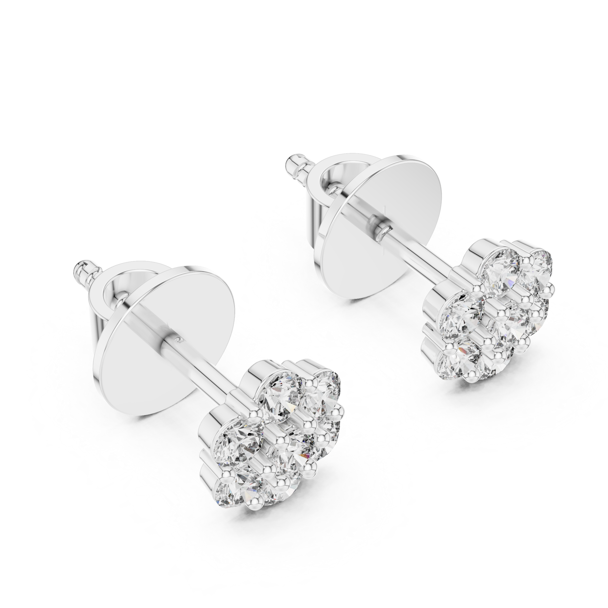 Floral Cluster Diamond Stud Earrings Design - Image 6