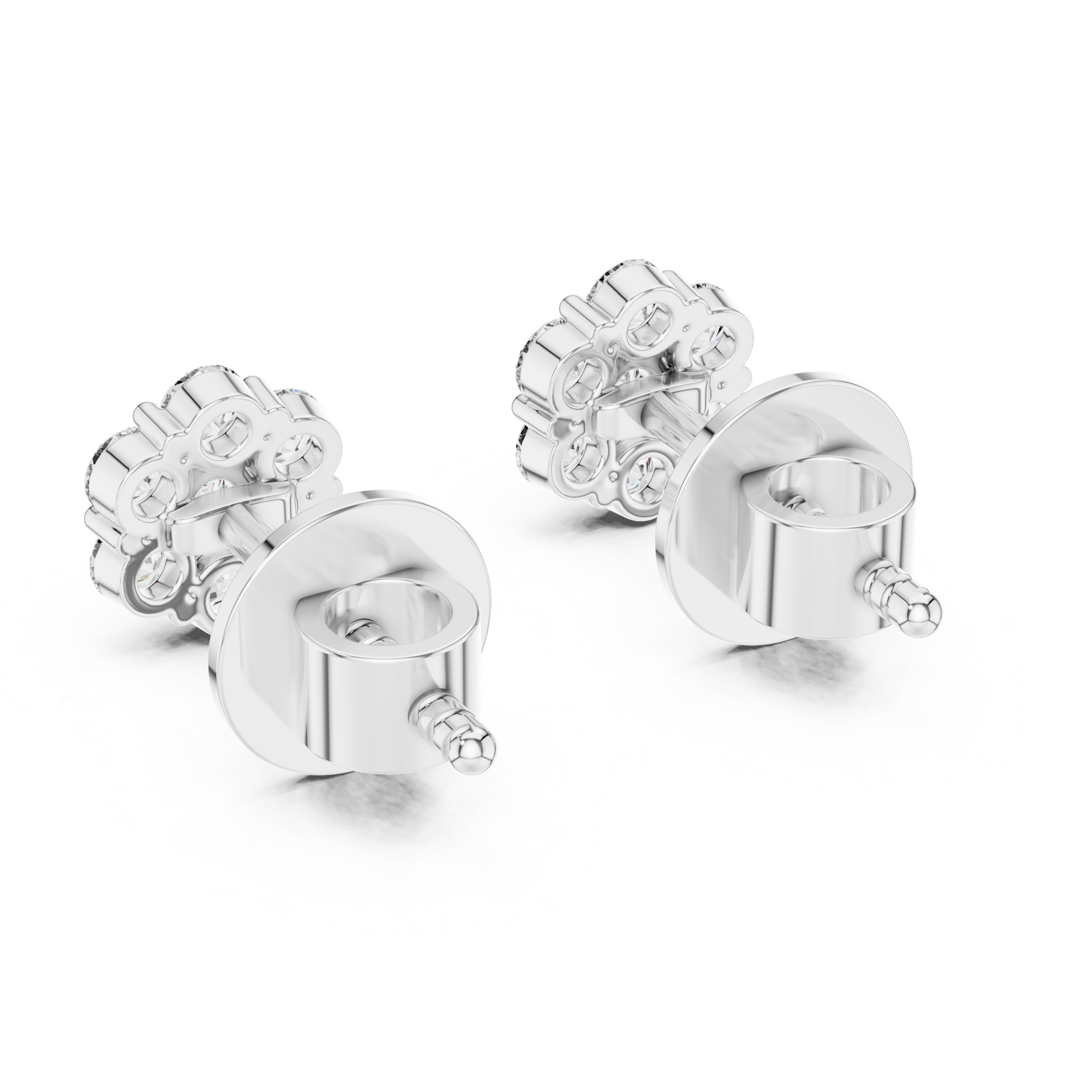Floral Cluster Diamond Stud Earrings Design - Image 7