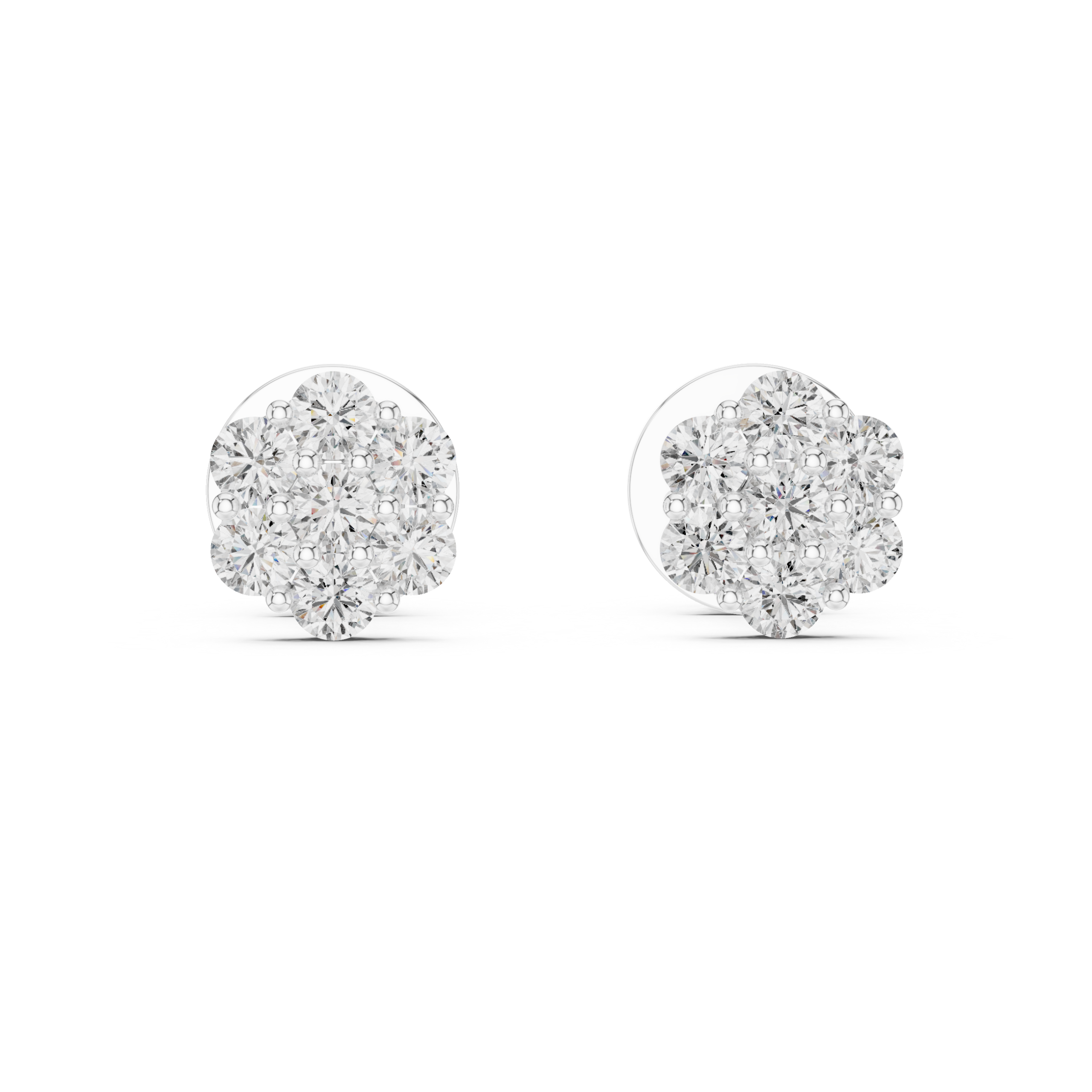 Floral Cluster Diamond Stud Earrings Design - Image 5