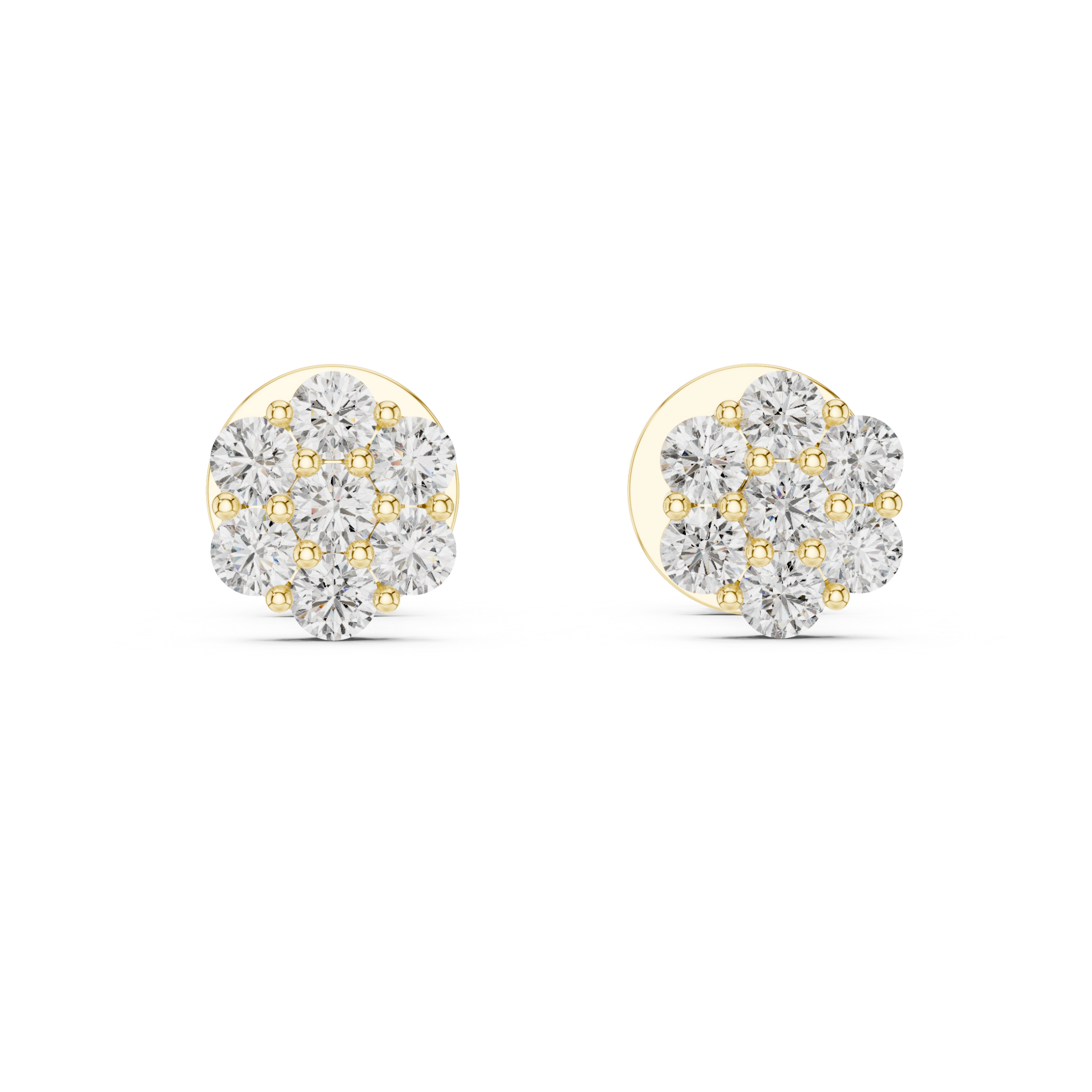 Floral Cluster Diamond Stud Earrings Design - Image 10