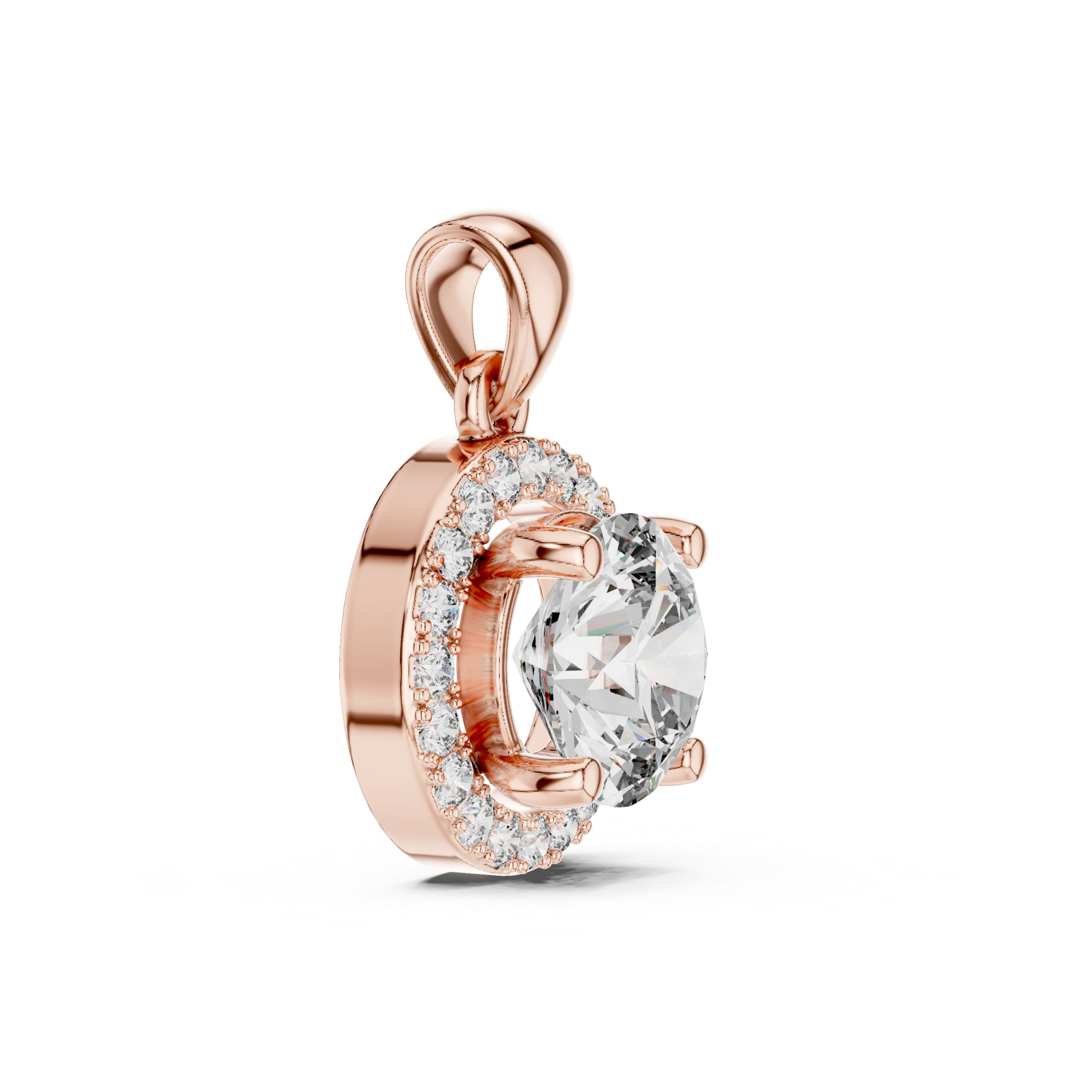 Halo Solitaire Diamond Pendant - Image 3