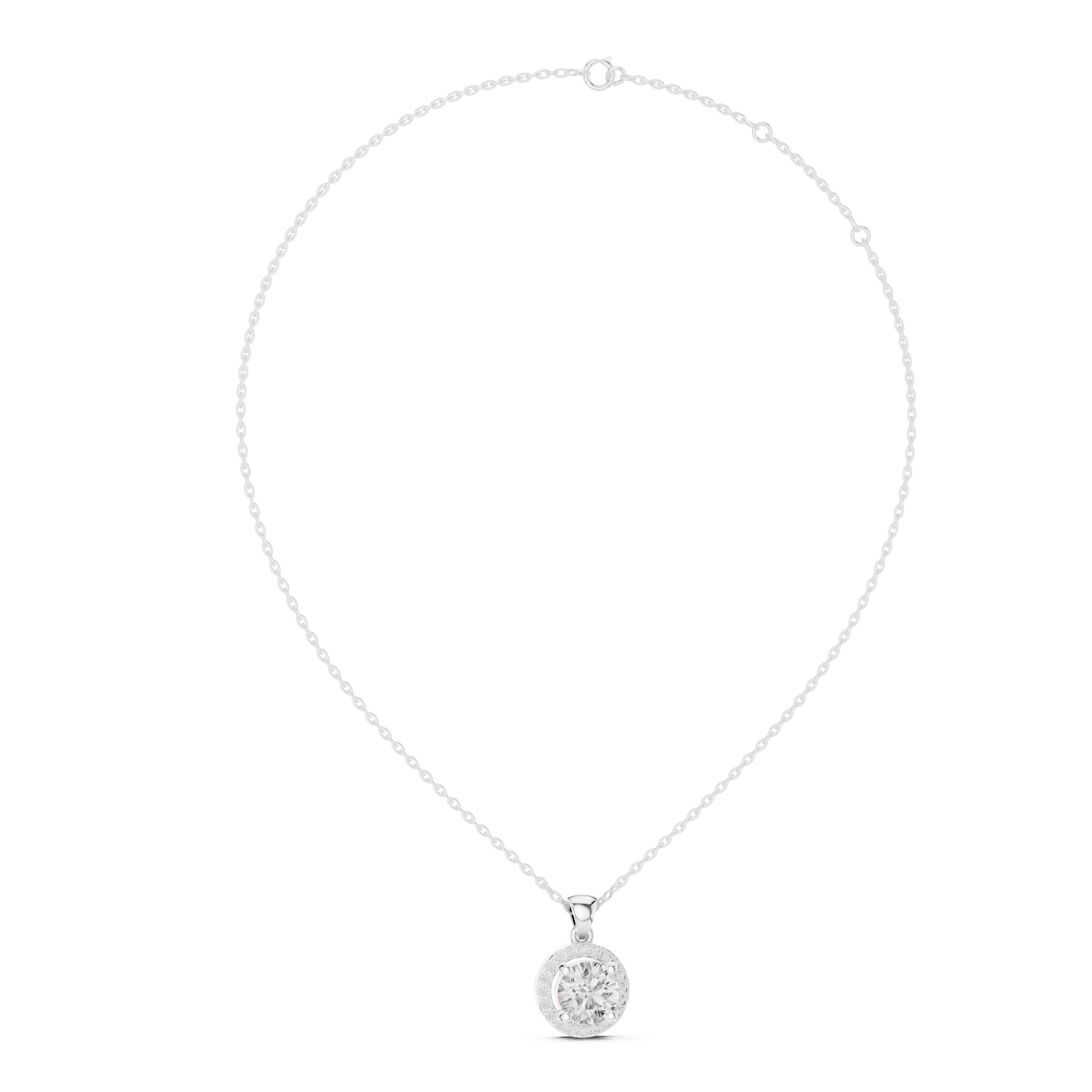 Halo Solitaire Diamond Pendant - Image 5