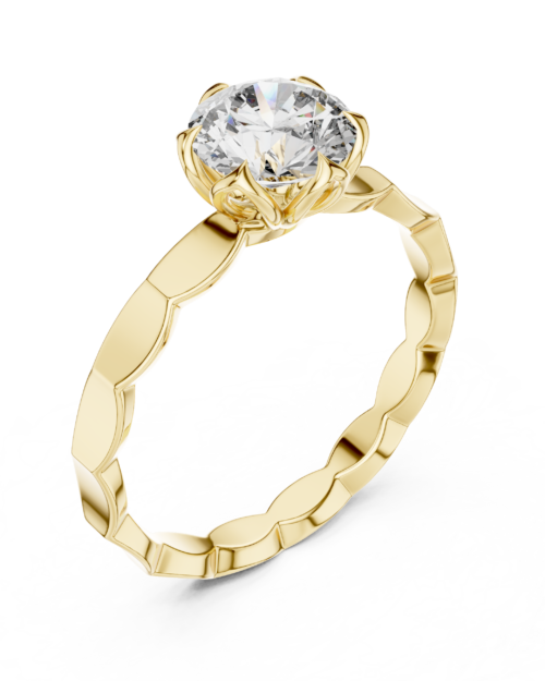 Floral Crown Solitaire Ring Design