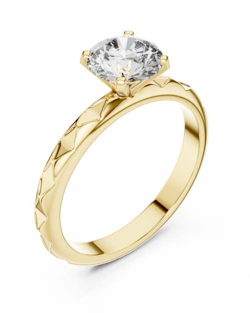 Leaf Engraved Solitaire Ring Design