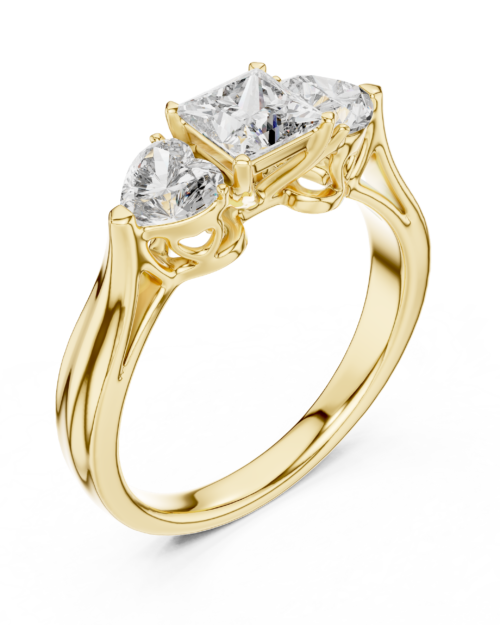 Princess Cut Three Stone Ring Design